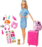 Barbie Doll and Travel Set with Puppy, Luggage and 10+ Accessories